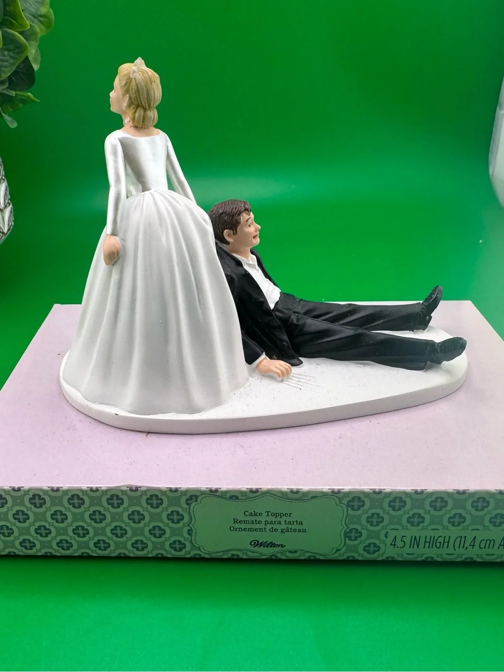Wilton Funny Wedding Groom’s Cake Topper Figurine Bride Dragging Groom New